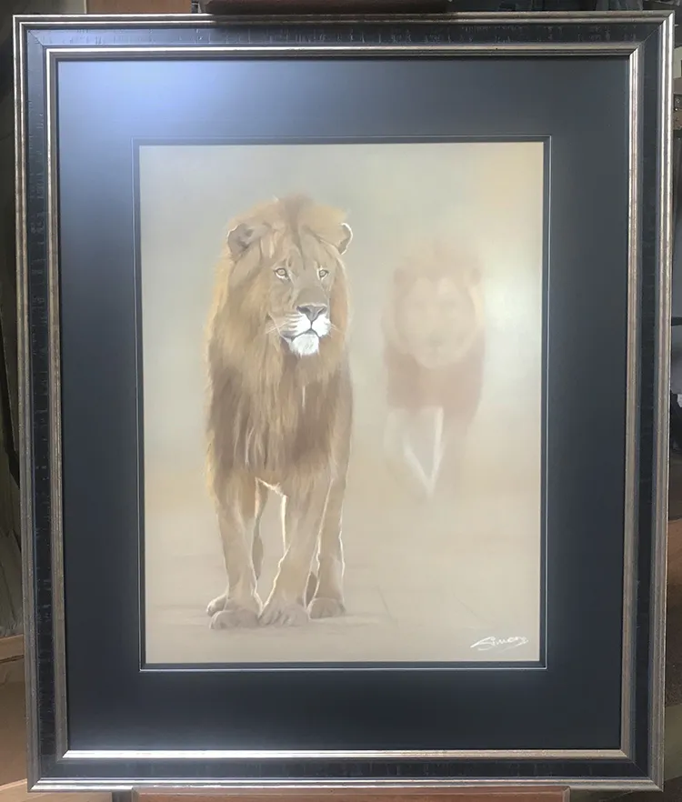 Mounted, framed and now on display at the Gallery / Studio Frame size 27in x 33in