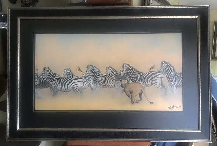 Mounted, framed and on display in the Studio/Gallery Frame size 46in x 30in