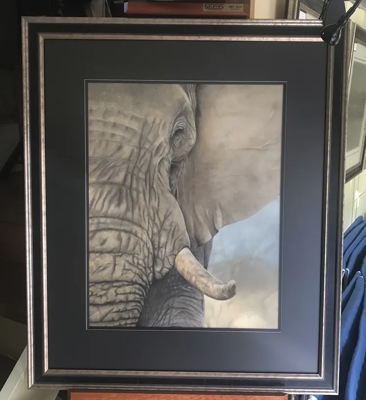 Mounted, framed and now on display in the studio / gallery Frame size 28in x 33in